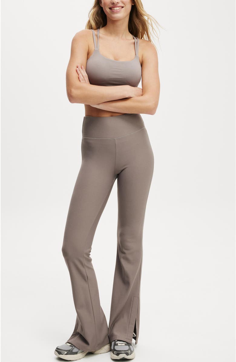 COTTON ON BODY Women's Active Fleece Lined Split Leg Flare, Alternate, color, Desert Grey