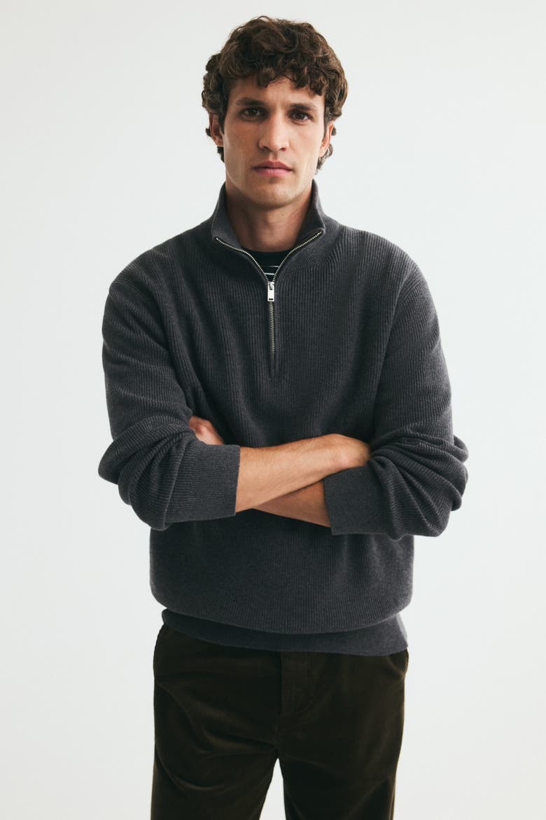 Regular-fit Half-zip Sweater, Main, color, Dark gray