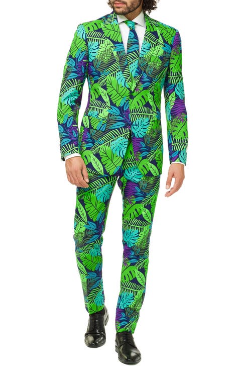 Juicy Jungle Trim Fit Two-Piece Suit with Tie