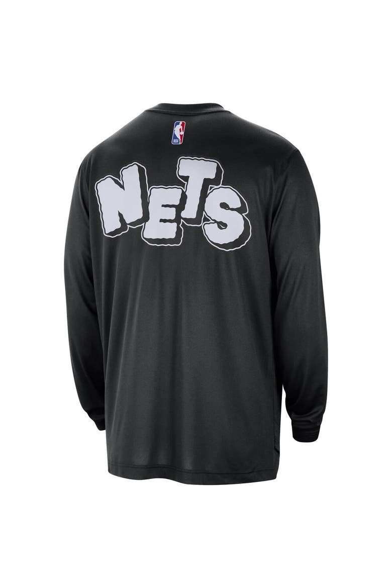 Men's Nike Black Brooklyn Nets 2023/24 City Edition Authentic Pregame Performance Long Sleeve Shooting T-Shirt, Alternate, color, Black