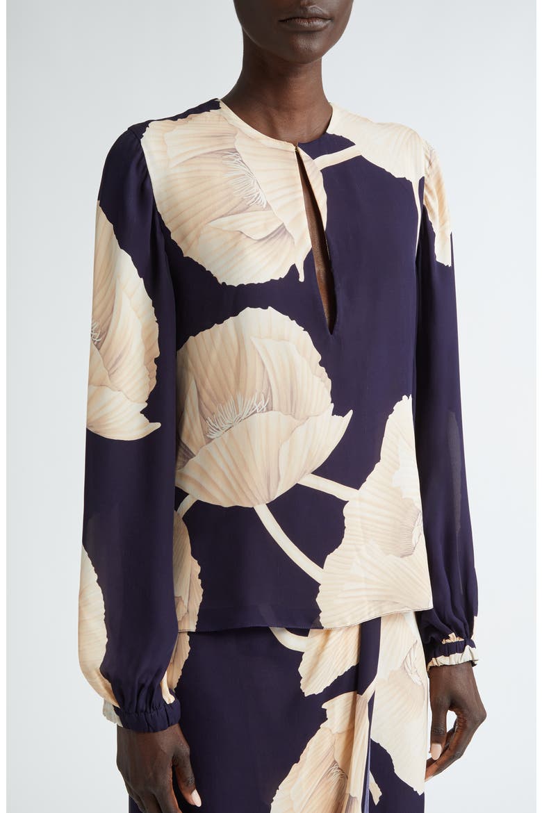 Gotas Florales Silk Top, Alternate, color, OPIUM FLORALS/ NAVY/ ECRU