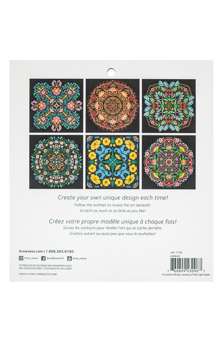 Brea Reese Scratch Art Paper Pad Mandala 8X8, 12 Designs, Kids & Adults, Alternate, color,