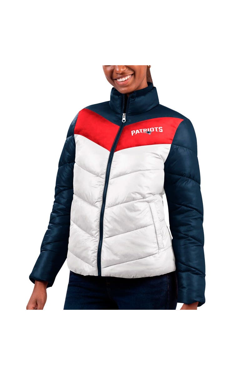 G-III 4HER BY CARL BANKS Women's G-III 4Her by Carl Banks  White/Navy New England Patriots New Star Quilted Full-Zip Jacket, Main, color, White