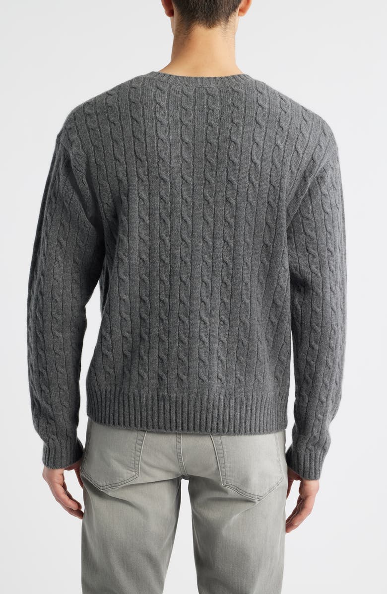 FRAME Cabled Cashmere Crewneck Sweater, Alternate, color, Charcoal