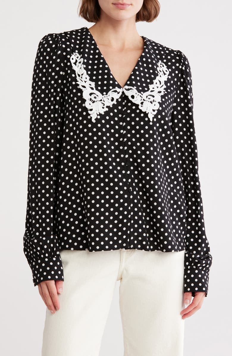 VERO MODA Louisa Lace Collar Long Sleeve Top, Main, color, 