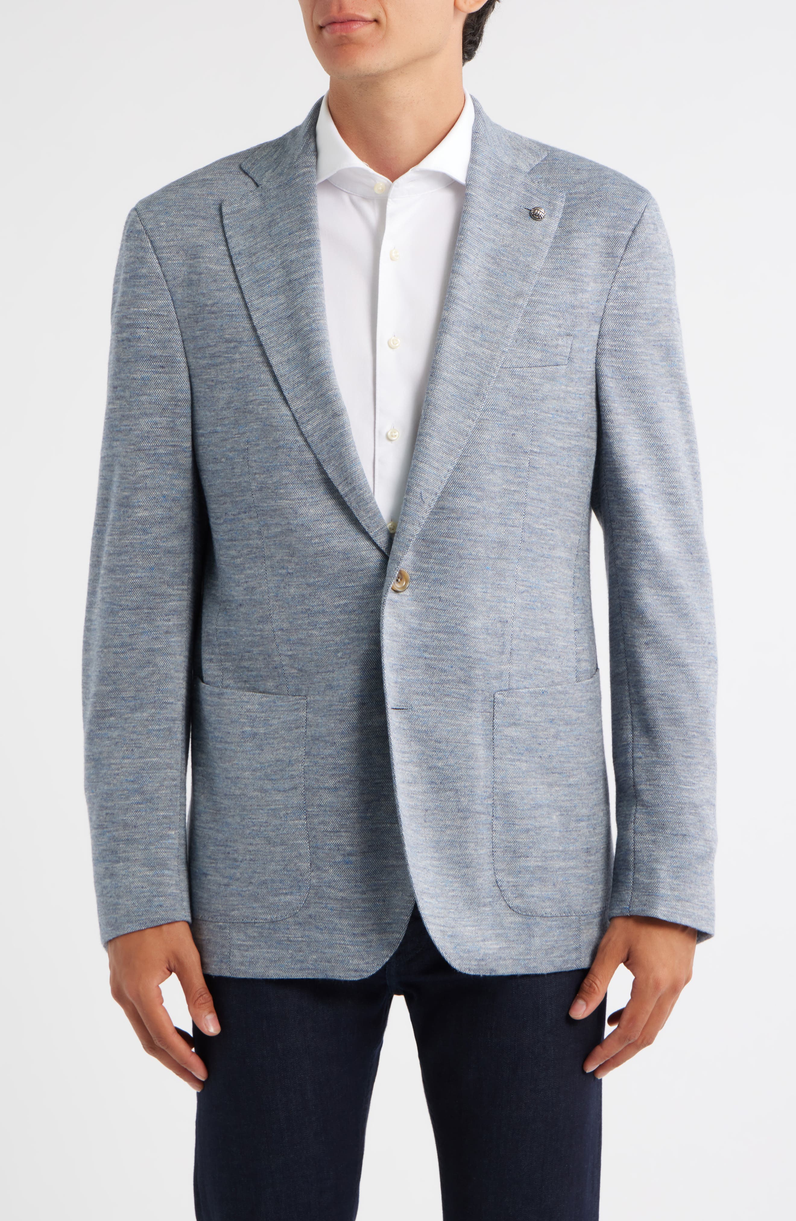 ジャケット・アウター Hartford laine wool coat 48 Hartford Blue Knit Wool & Silk Blend Mélange Sport Coat (Men