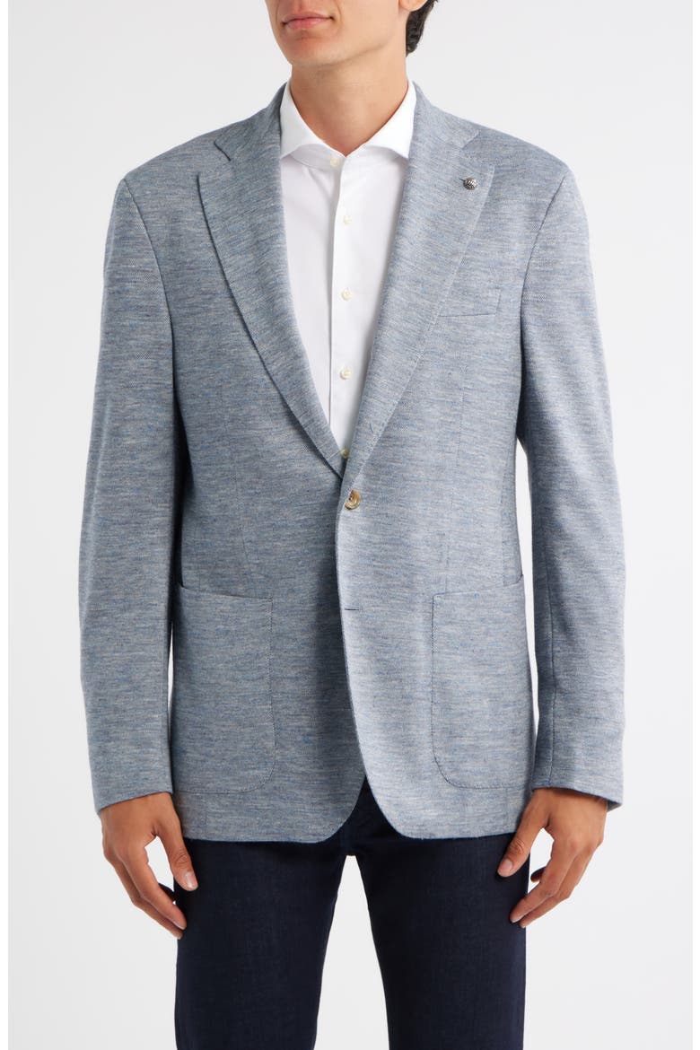 Hartford Blue Knit Wool & Silk Blend Mélange Sport Coat, Main, color, LIGHT BLUE