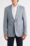 Jack Victor Hartford Blue Knit Wool & Silk Blend Mélange Sport Coat