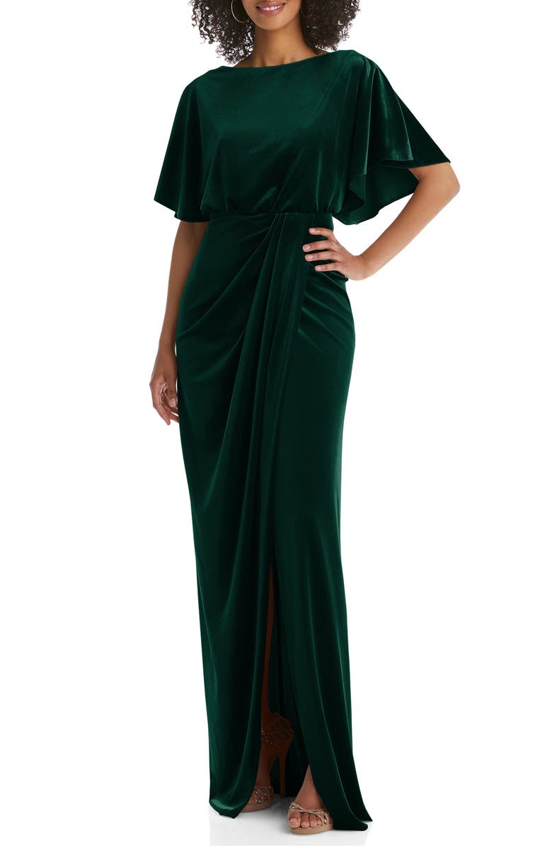 After Six Open Back Velvet Column Gown, Main, color,