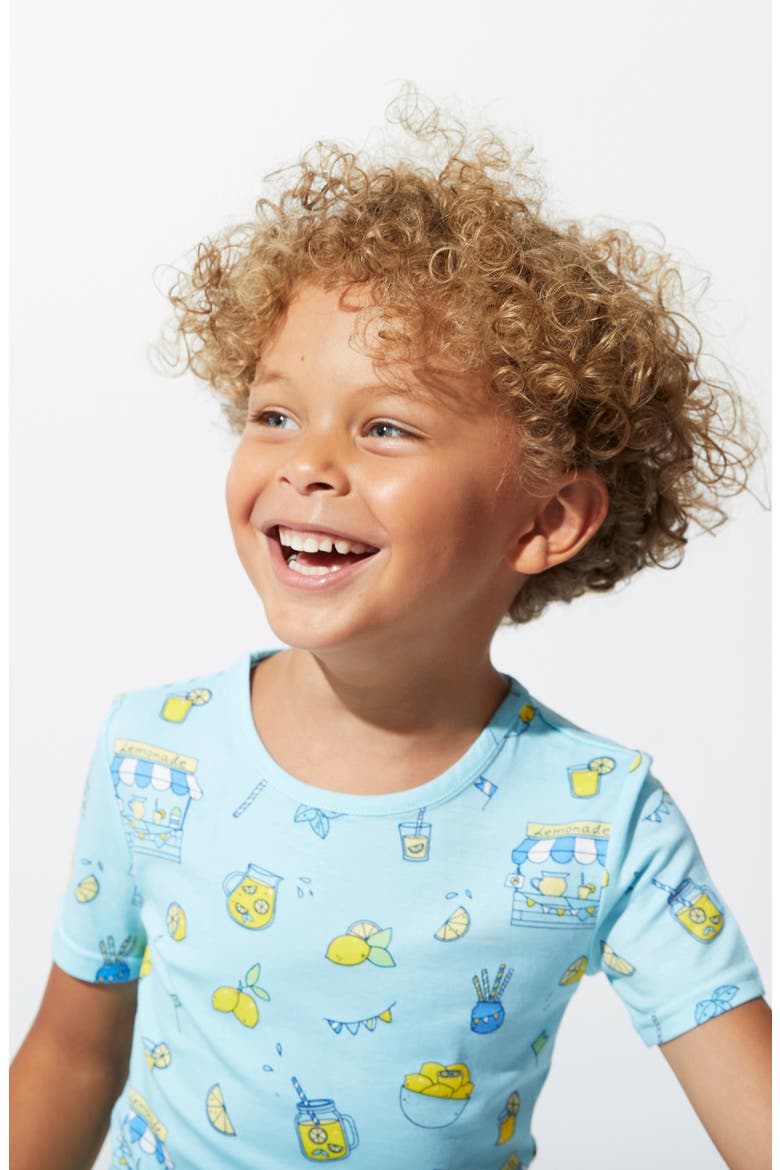 Kids' Blue Lemonade Fitted Two-Piece Pajamas, Alternate, color, LEMONADE BLUE