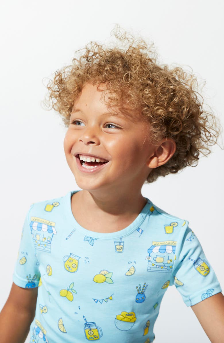 Bellabu Bear Kids' Blue Lemonade Fitted Two-Piece Pajamas, Alternate, color, 