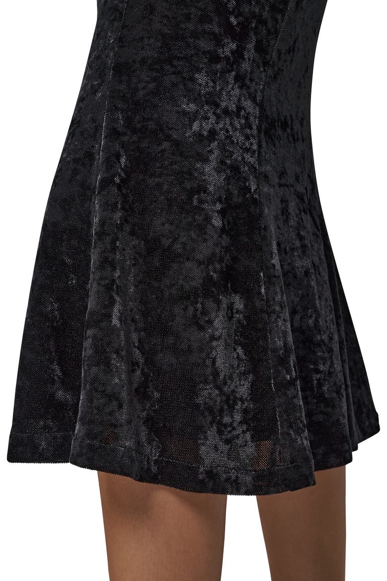Stretch Velvet Midi Skirt, Alternate, color, BLACK