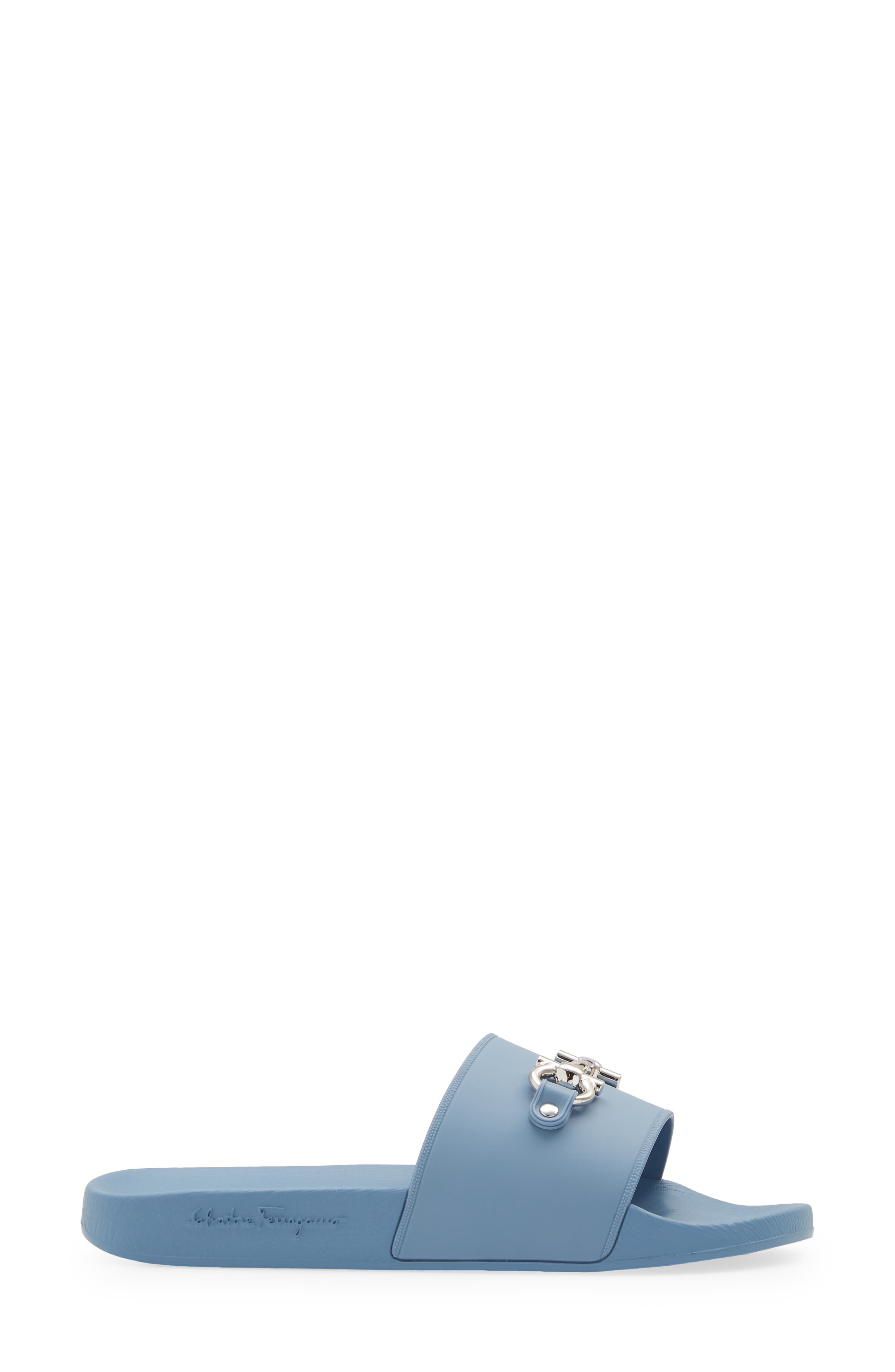 Salvatore Ferragamo Groove 11 Slide Sandal, Alternate, color, BLUE