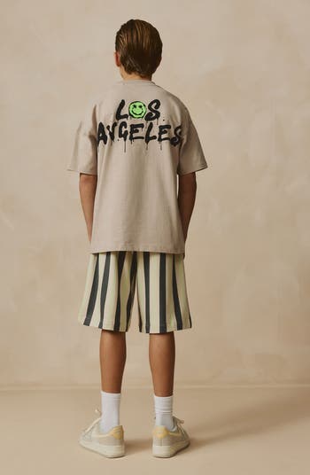 Kids' Oversize LA Graphic T-Shirt & Stripe Drawstring Shorts Set