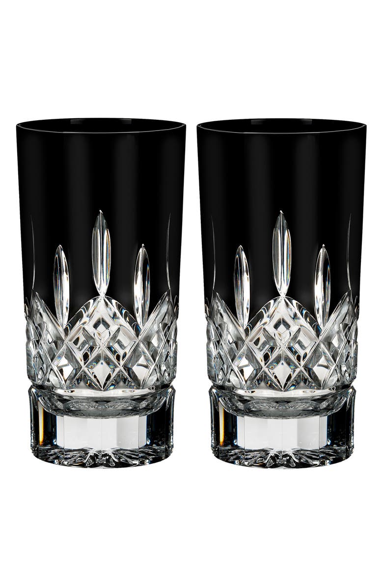 Waterford Lismore Diamond Set of 2 Black Lead Crystal Highball Glasses, Main, color, 