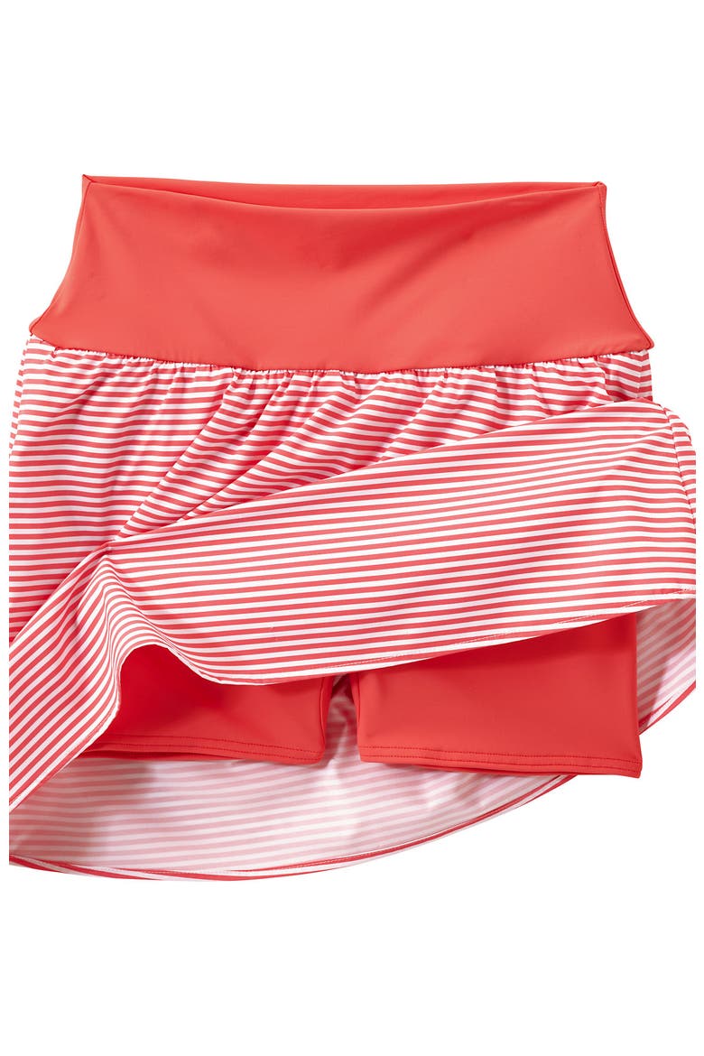 Pinchless Mini Swim Skort, Alternate, color, Wood Lily Mini Stripe