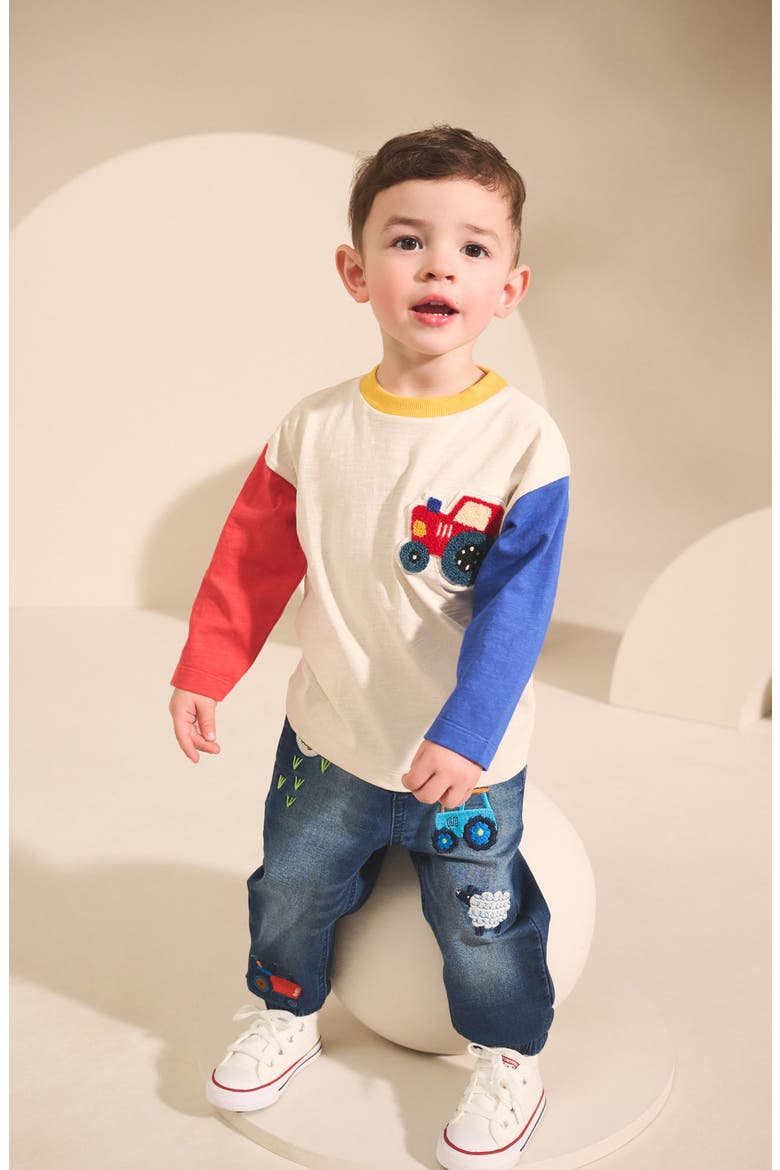 Kids' Colorblock Tractor Long Sleeve T-Shirt, Alternate, color, RED