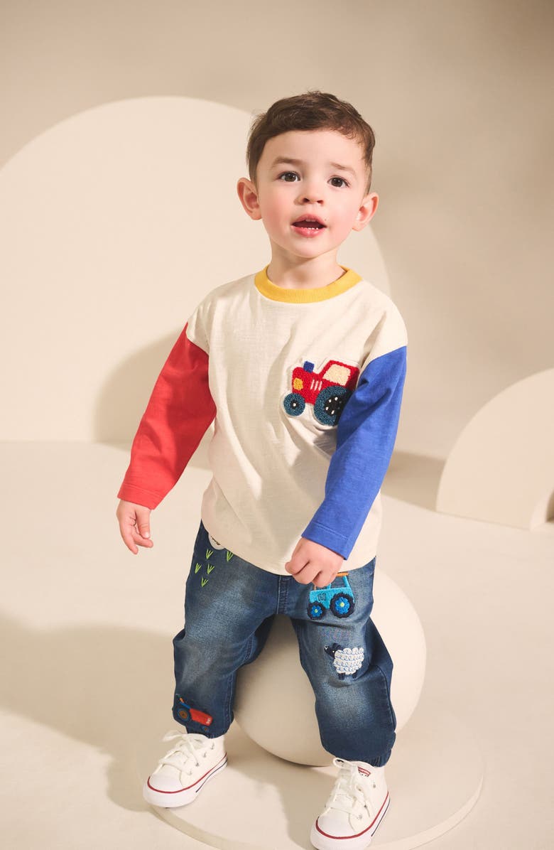 NEXT Kids' Colorblock Tractor Long Sleeve T-Shirt, Alternate, color, Red