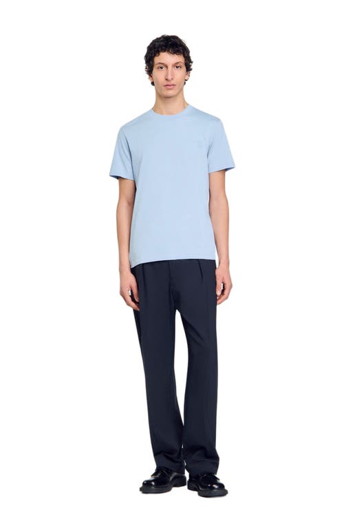 Sandro Crewneck Logo Tee In Blue Sky