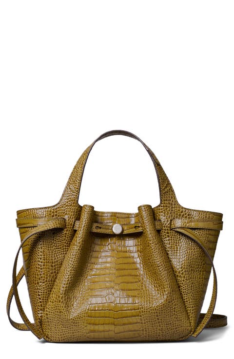 Small Romy Croc Embossed Leather Tote