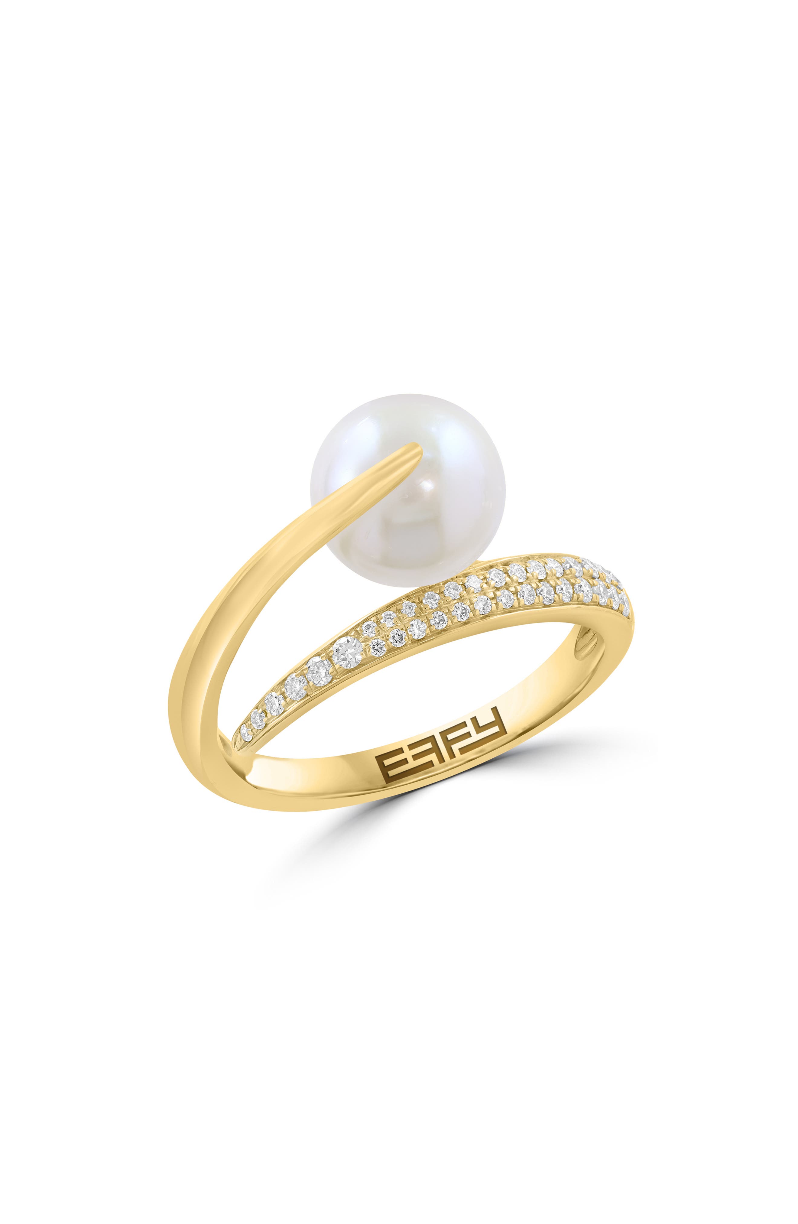 EFFY Diamond & Freshwater Pearl Ring
