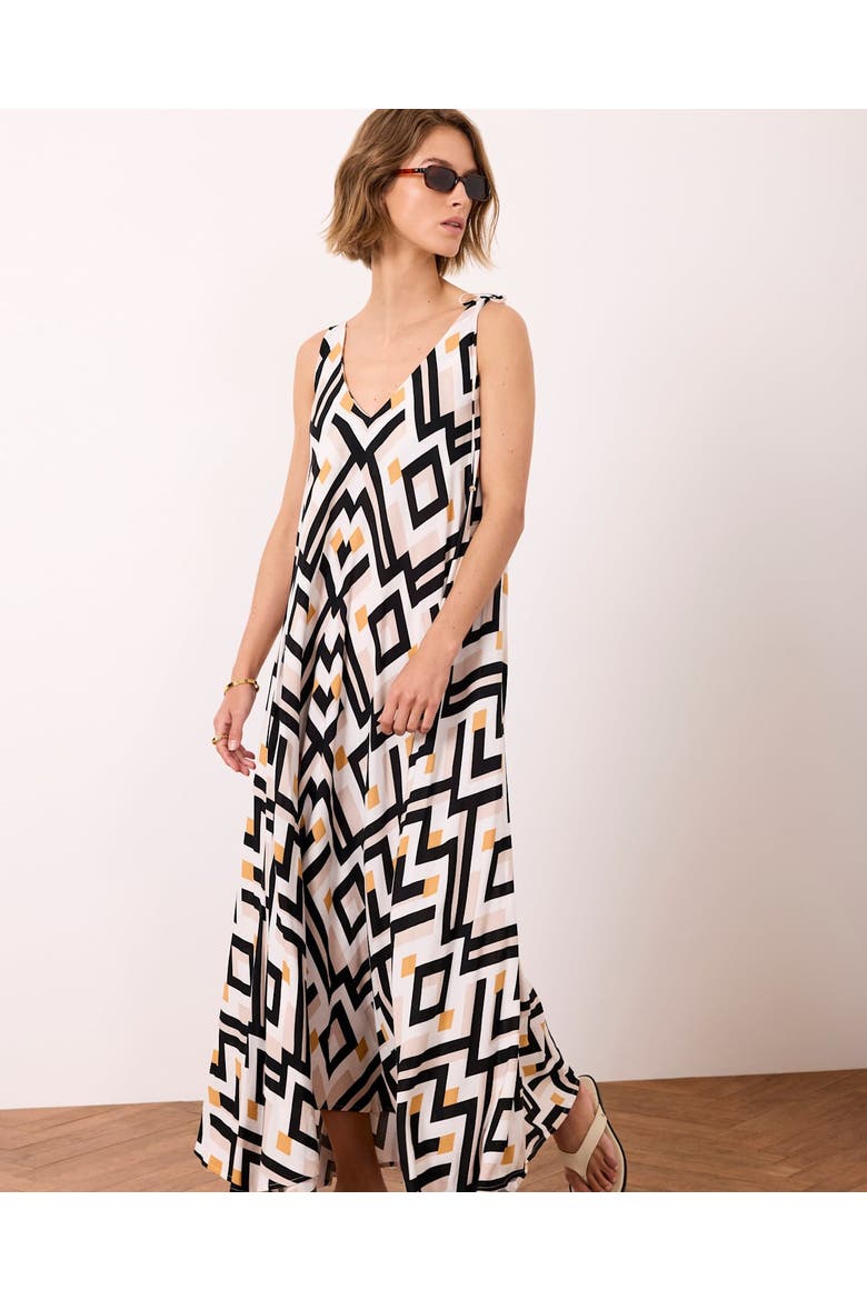 Monaco Geo Maxi Dress, Alternate, color, Black