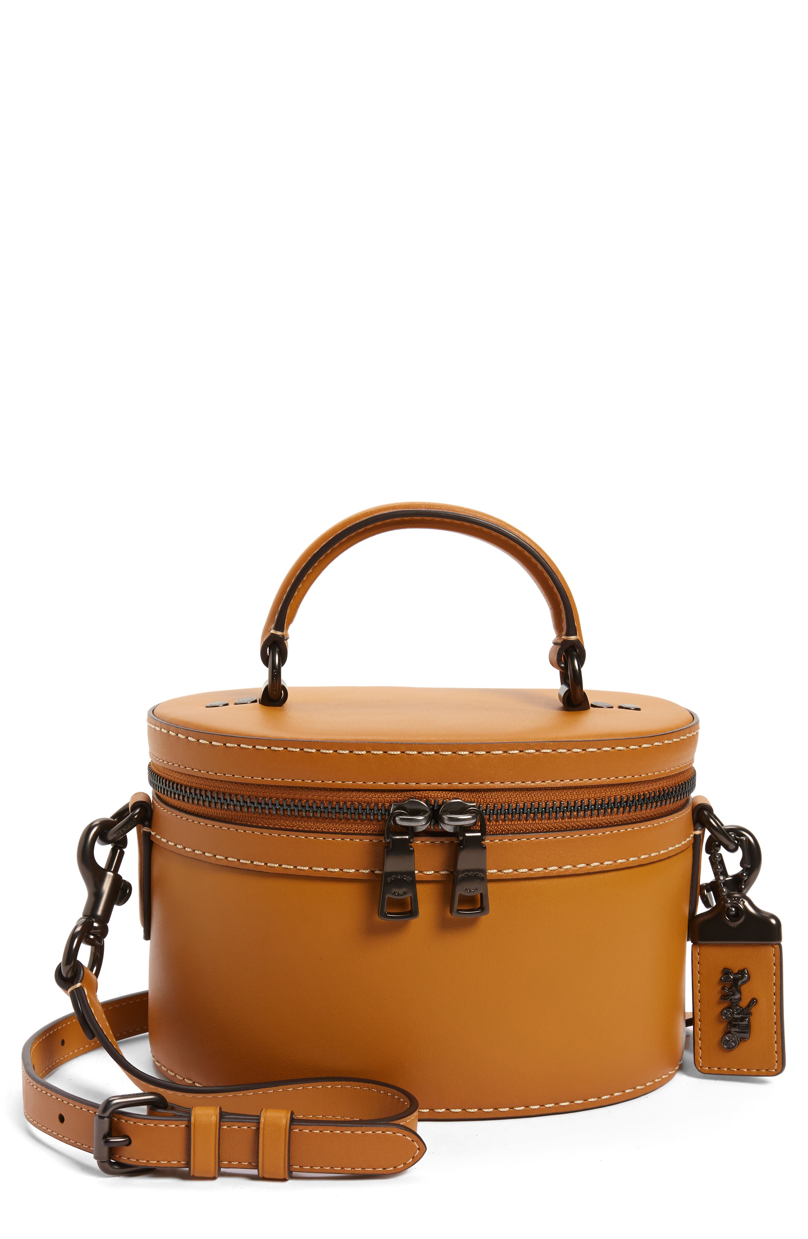 Trail Leather Crossbody Bag, Main, color, MUSTARD