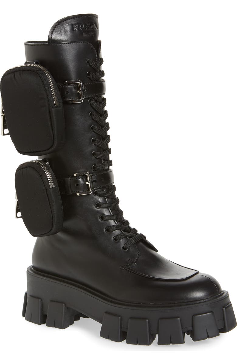 Prada Monolith Mini Bag Knee High Boot, Main, color,