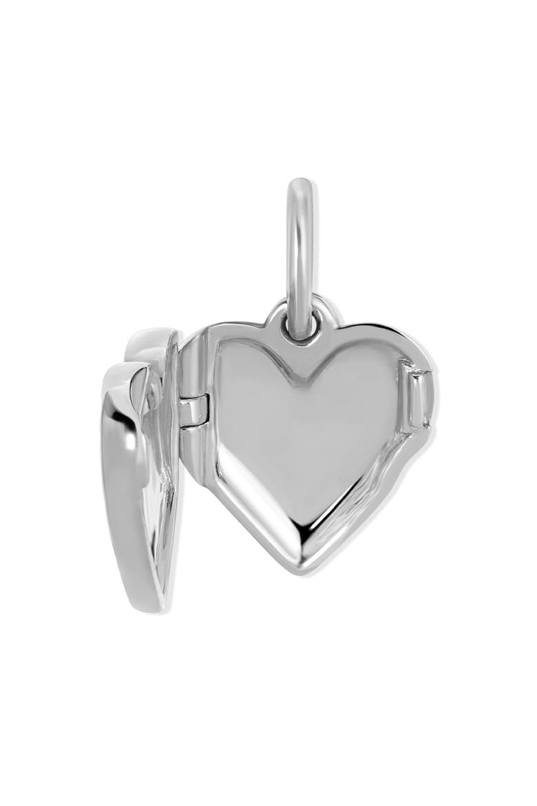 Groovy Diamond Heart Locket Mini Charm, Alternate, color, SILVER