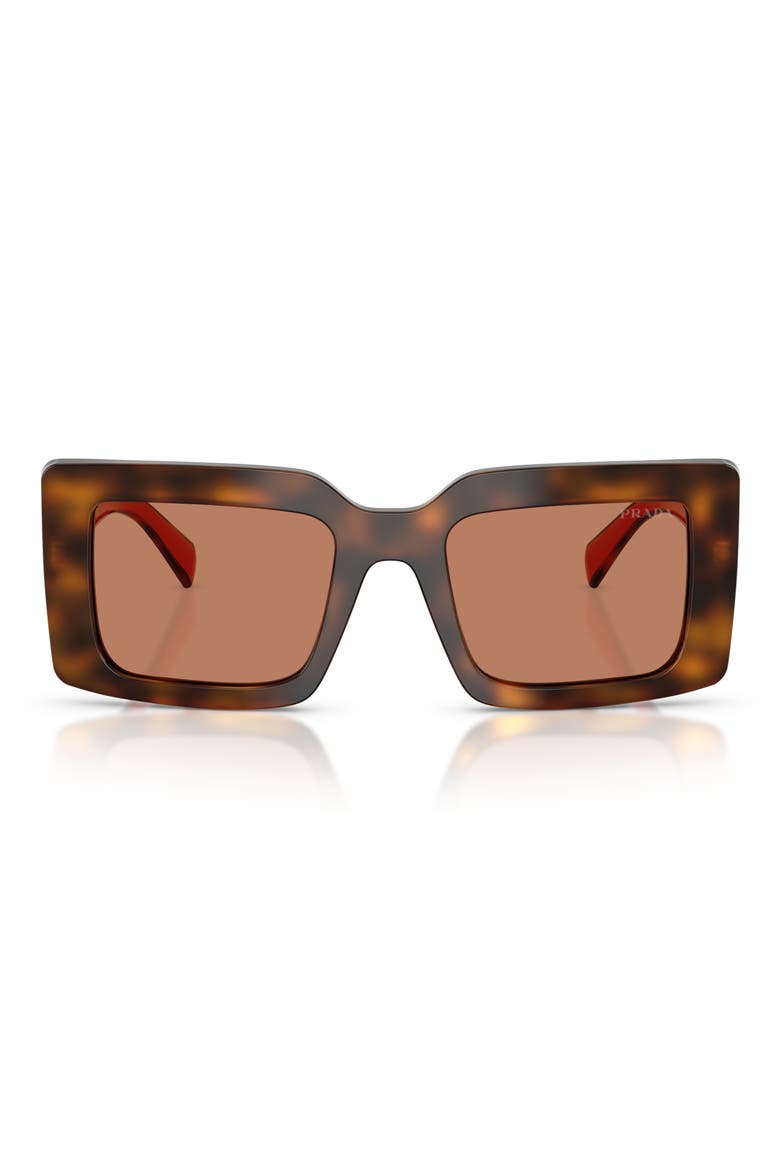 52mm Rectangular Sunglasses, Main, color, JUNIPER TORTOISE / BROWN
