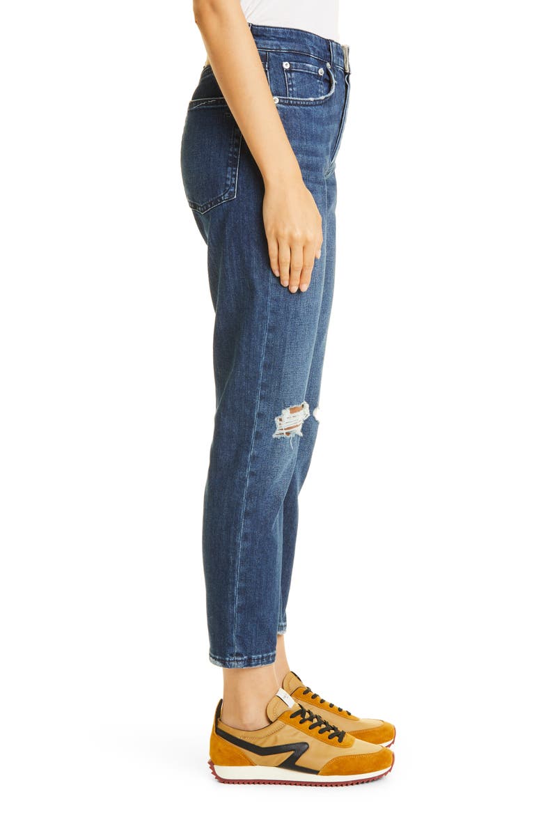 Maya Ripped High Waist Ankle Slim Straight Leg Jeans, Alternate, color, EMORY