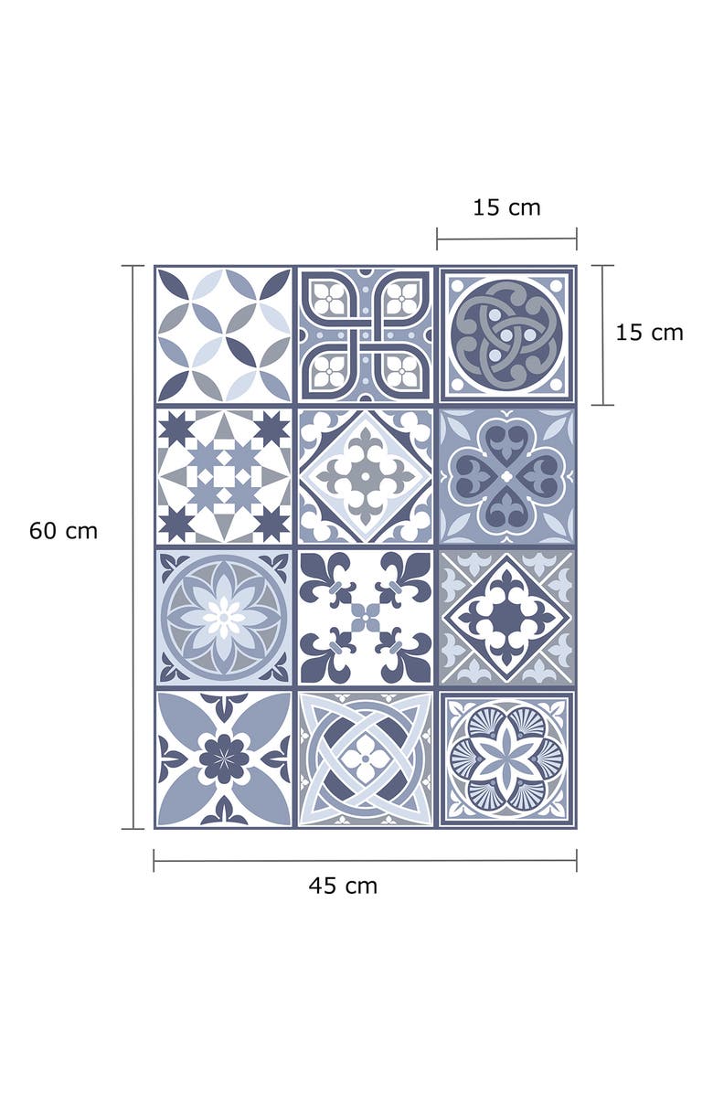 WALPLUS Lisbon Blue 120-Piece Tile Sticker Set, Alternate, color, 