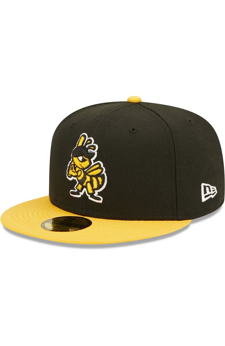 New Era Men's New Era Black Salt Lake Bees Alternate Logo 2 Authentic Collection 59FIFTY Fitted Hat, Main, color, 