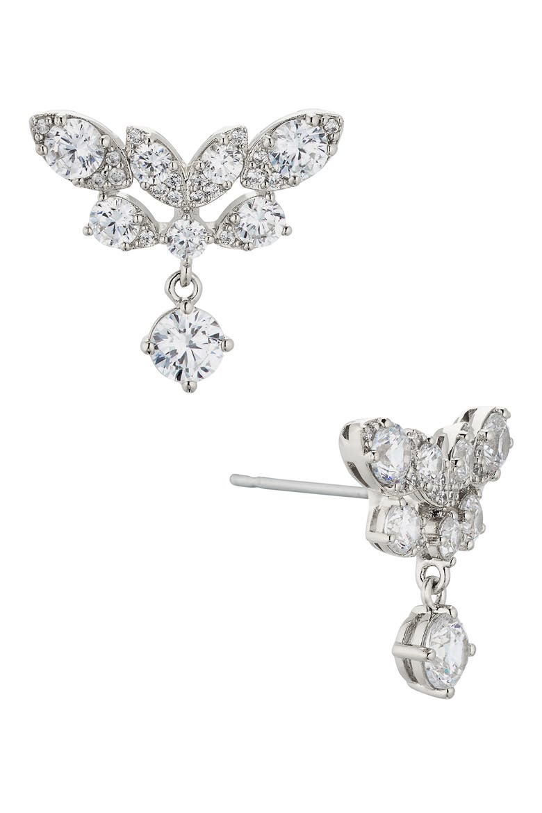 Whimsy Cubic Zirconia Stud Earrings, Main, color, RHODIUM