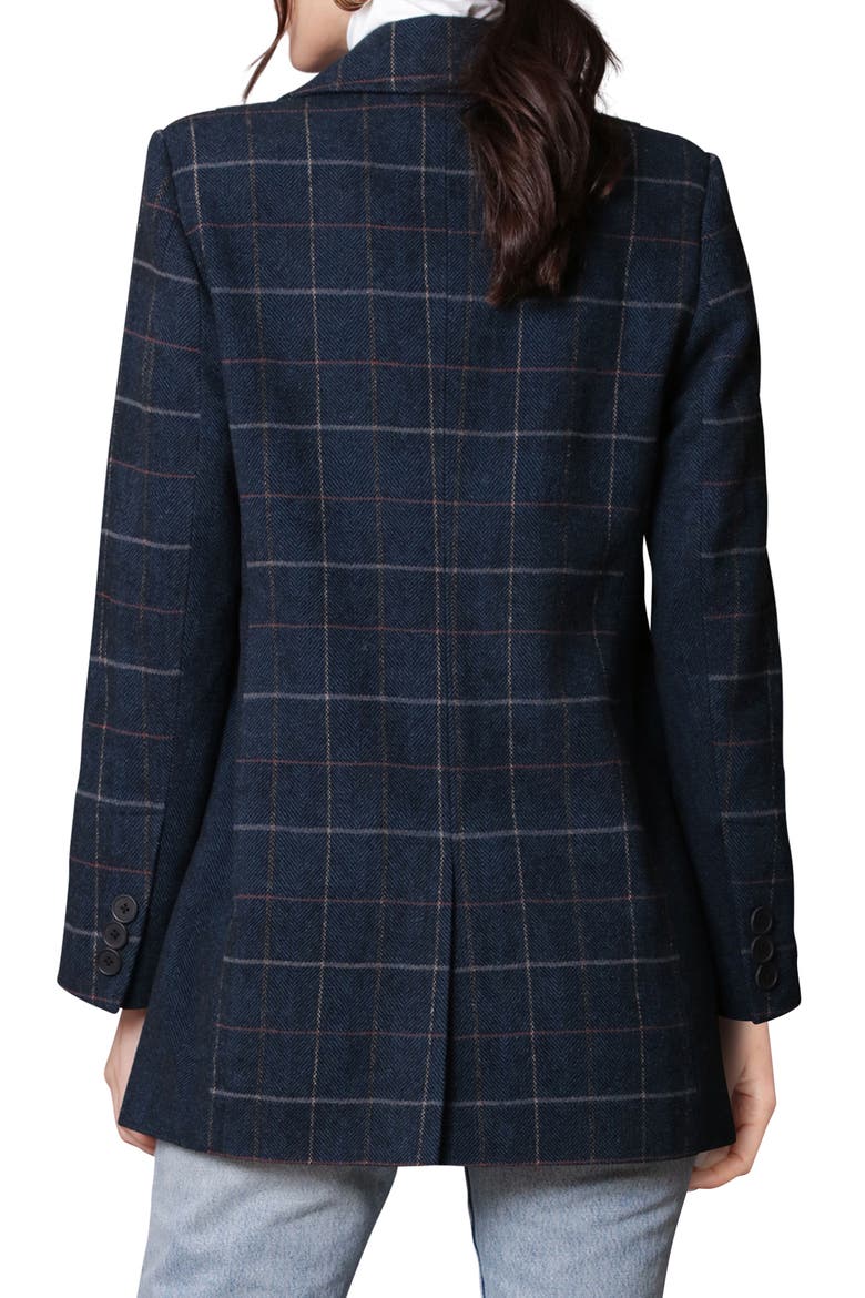 Mixed Plaid Double Breasted Blazer, Alternate, color, BLACK NAVY PLAID