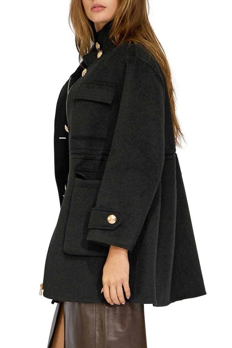 On the Move Drawstring Wool Blend Jacket, Alternate, color, BLACK