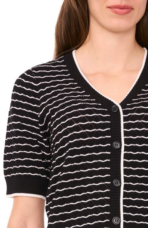 Halogenr Halogen(r) Stripe Pointelle Cotton Button-up Sweater