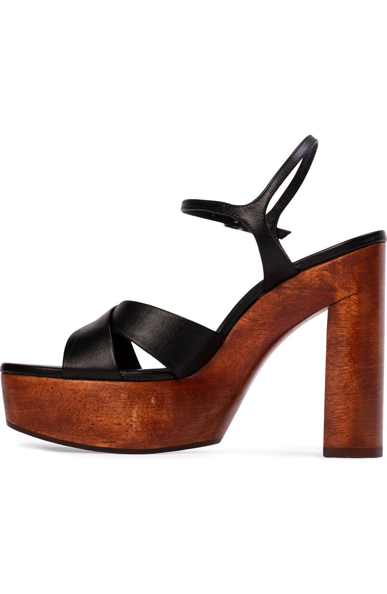 BLACK SUEDE STUDIO Rhae Ankle Strap Platform Sandal, Alternate, color, Black Leather