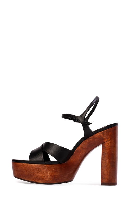 Black Suede Studio Rhae Leather Crisscross Platform Sandals In Black Leather