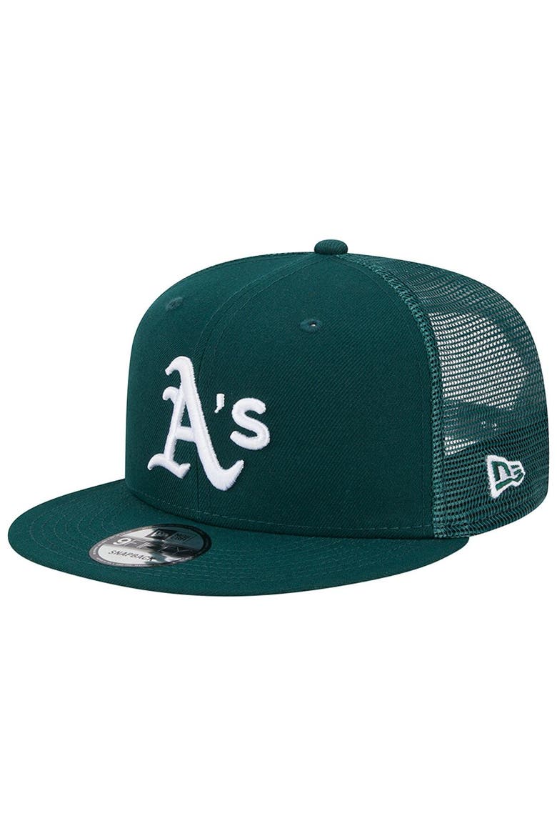 Men's New Era Green Oakland Athletics Team Color Trucker 9FIFTY Snapback Hat, Main, color, Green