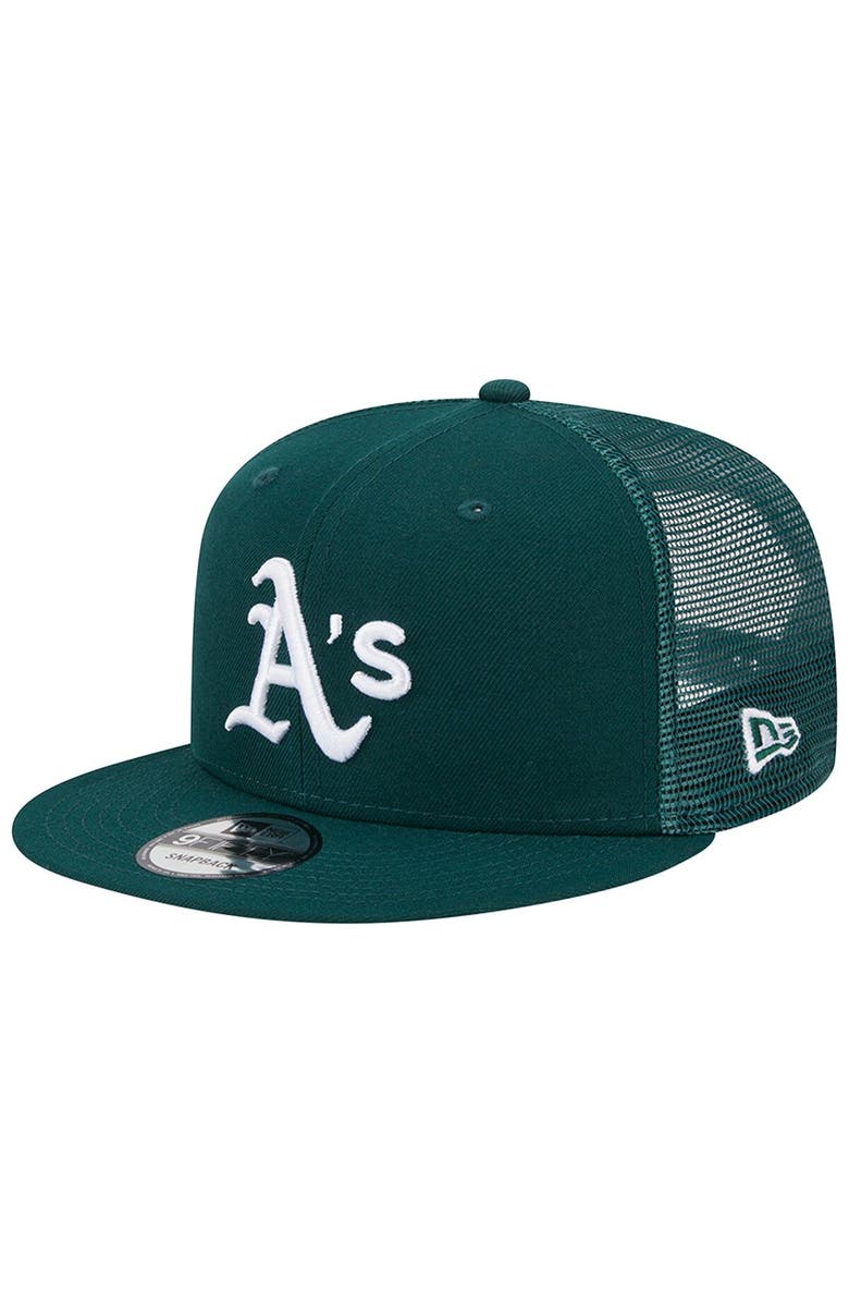 New Era Men's New Era Green Oakland Athletics Team Color Trucker 9FIFTY Snapback Hat, Main, color, 