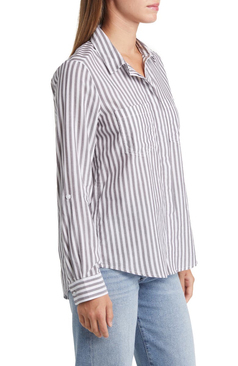 beachlunchlounge Stripe Cotton & Modal Button-Up Shirt, Alternate, color, 