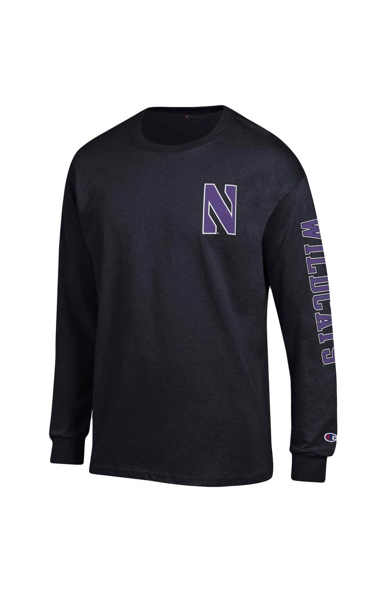 Champion Men's Champion Black Northwestern Wildcats Team Stack Long Sleeve T-Shirt, Alternate, color, 