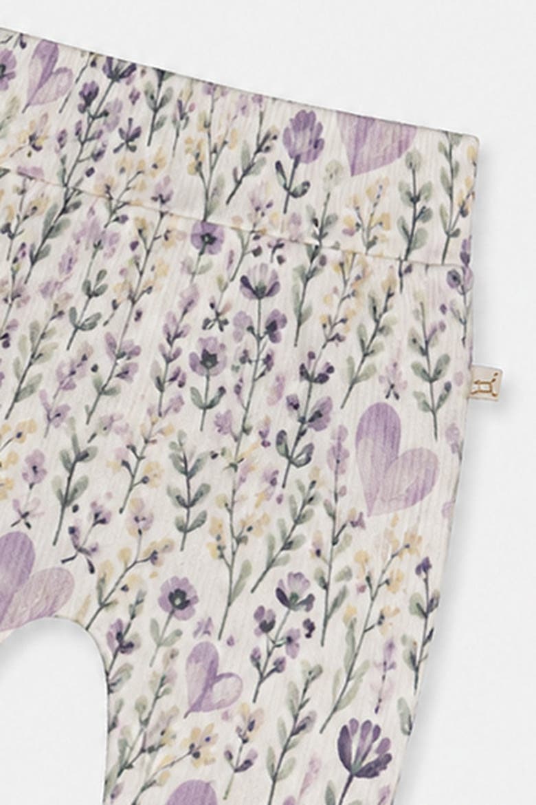 Organic Cotton Foldover Waist Heart Evolutive Pants, Alternate, color, Beige with Heart Print
