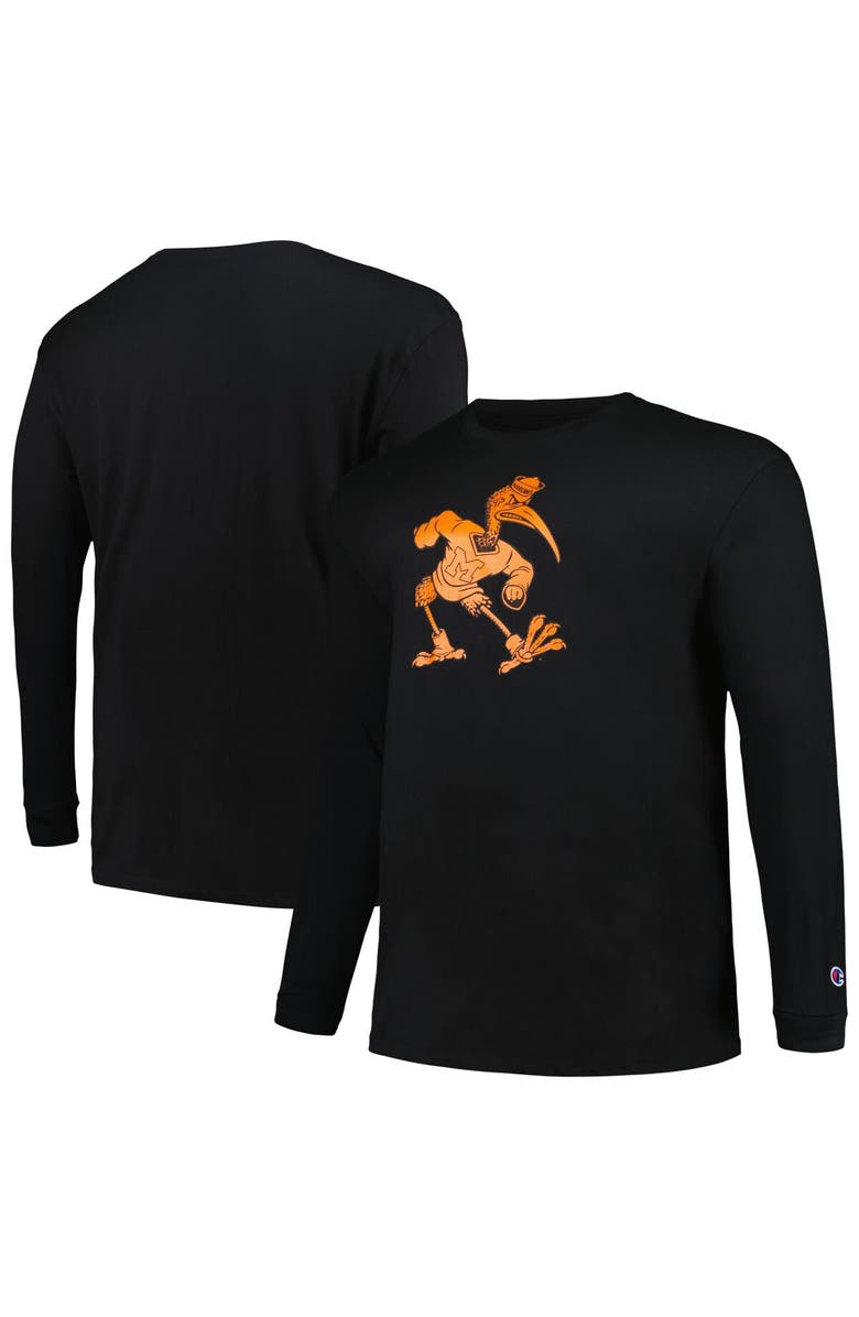 PROFILE Men's Profile Black Miami Hurricanes Big & Tall Pop Long Sleeve T-Shirt, Alternate, color, 