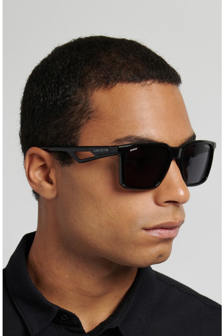x Ducati 56mm Rectangular Sunglasses, Alternate, color, BLACK/ GREY