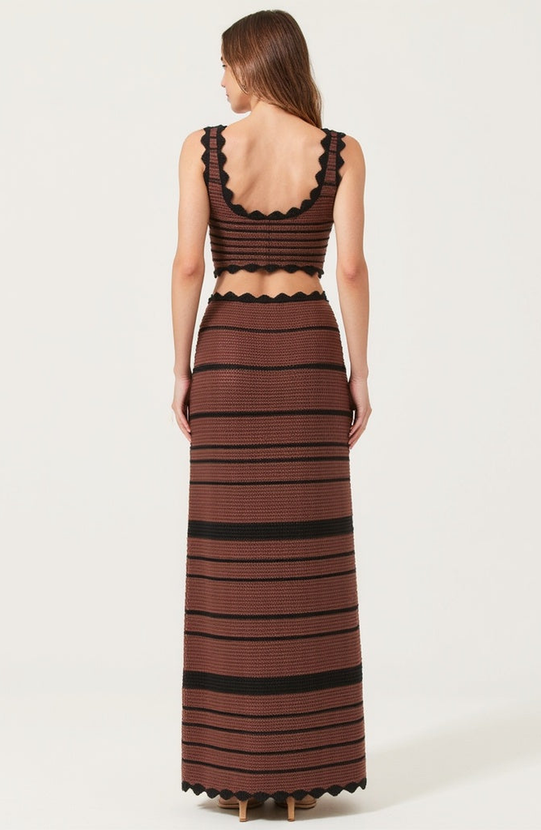 Modenaire Scallop Trim Crochet Crop Top and Maxi Skirt Set, Alternate, color, 