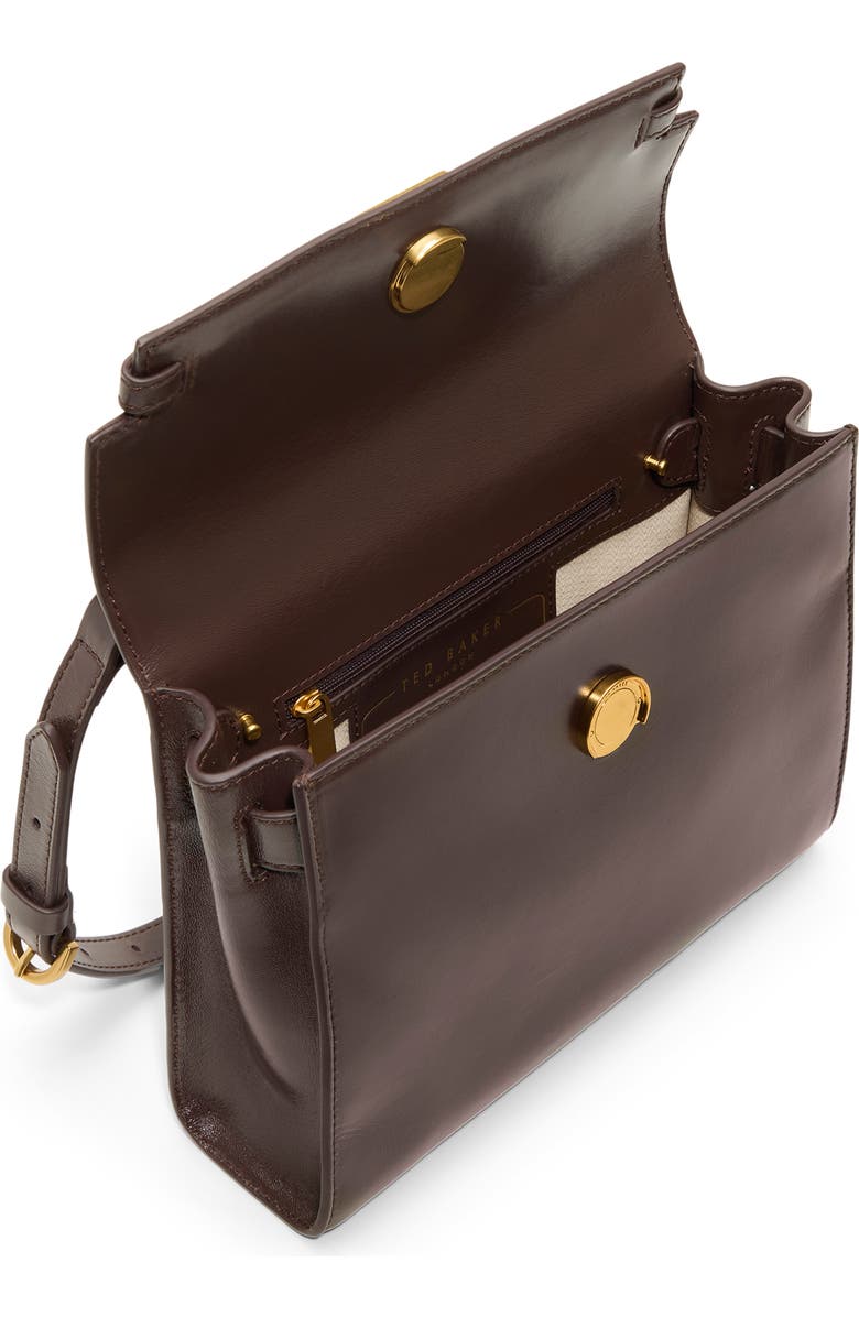 Ted Baker London Judy Leather Shoulder Bag, Alternate, color, Dark Brown