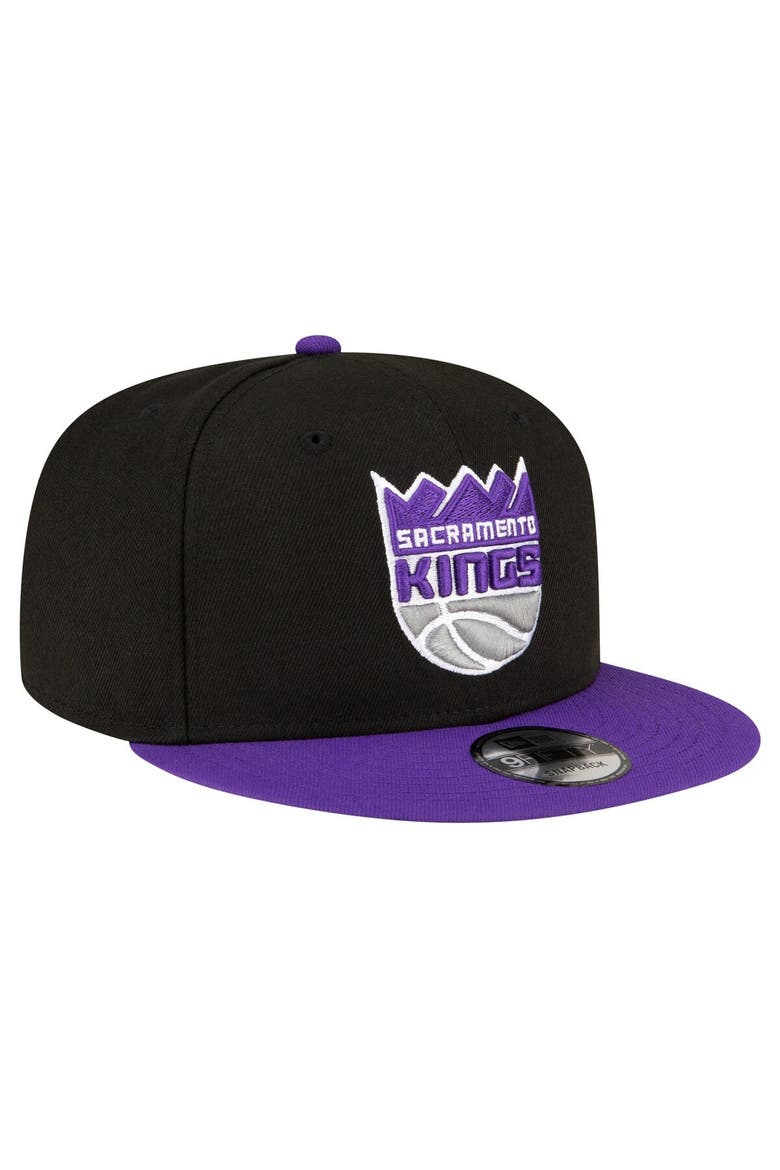 Men's New Era Black/Purple Sacramento Kings Official Team Color 2Tone 9FIFTY Snapback Hat, Alternate, color, Black