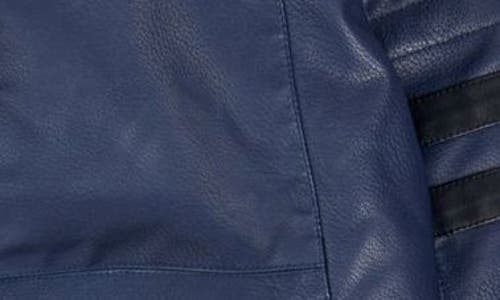 X-ray Xray Kids' Hooded Faux Shearling Lined Faux Leather Moto Jacket In Blue